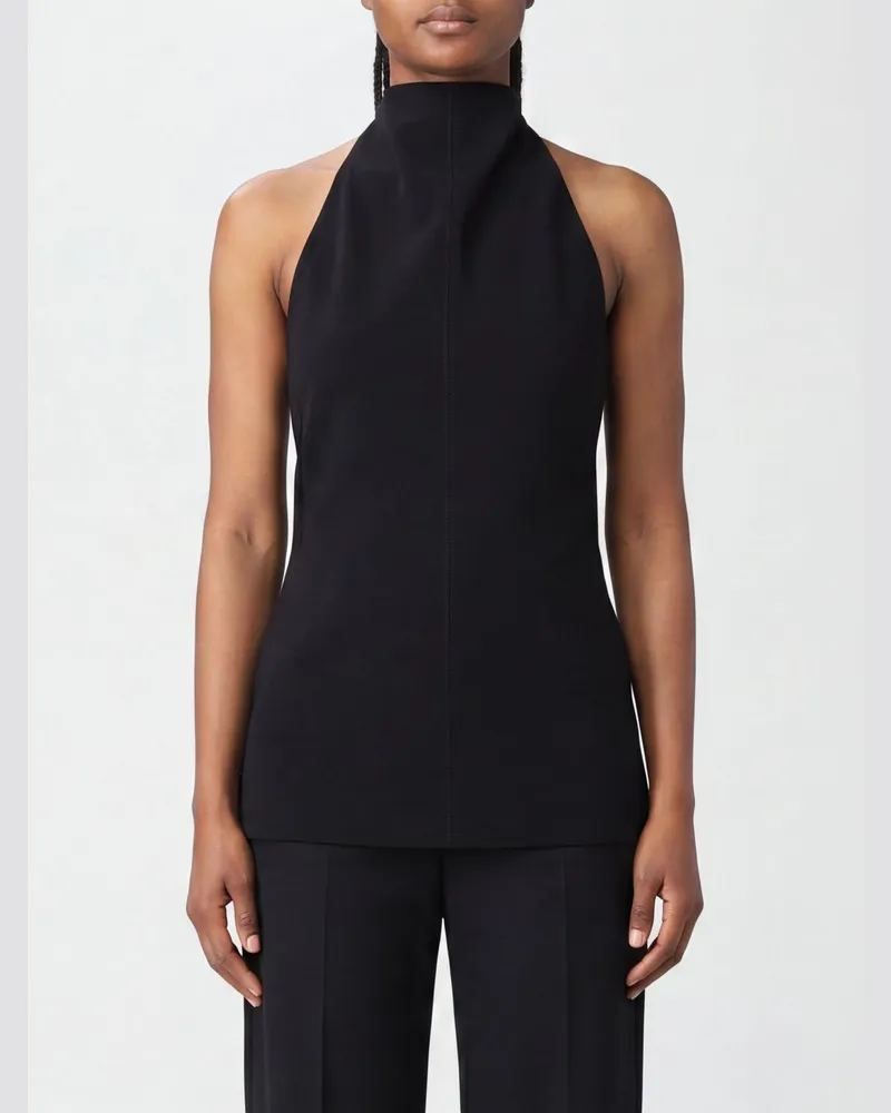 KHAITE Schulterfreies Neckholder-Top aus Crêpe mit Rollkragen Schwarz