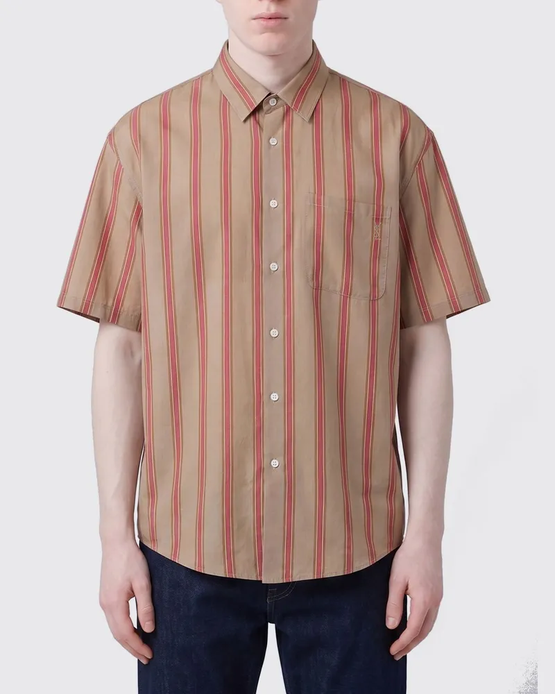Saint Laurent Gestreiftes Hemd Beige