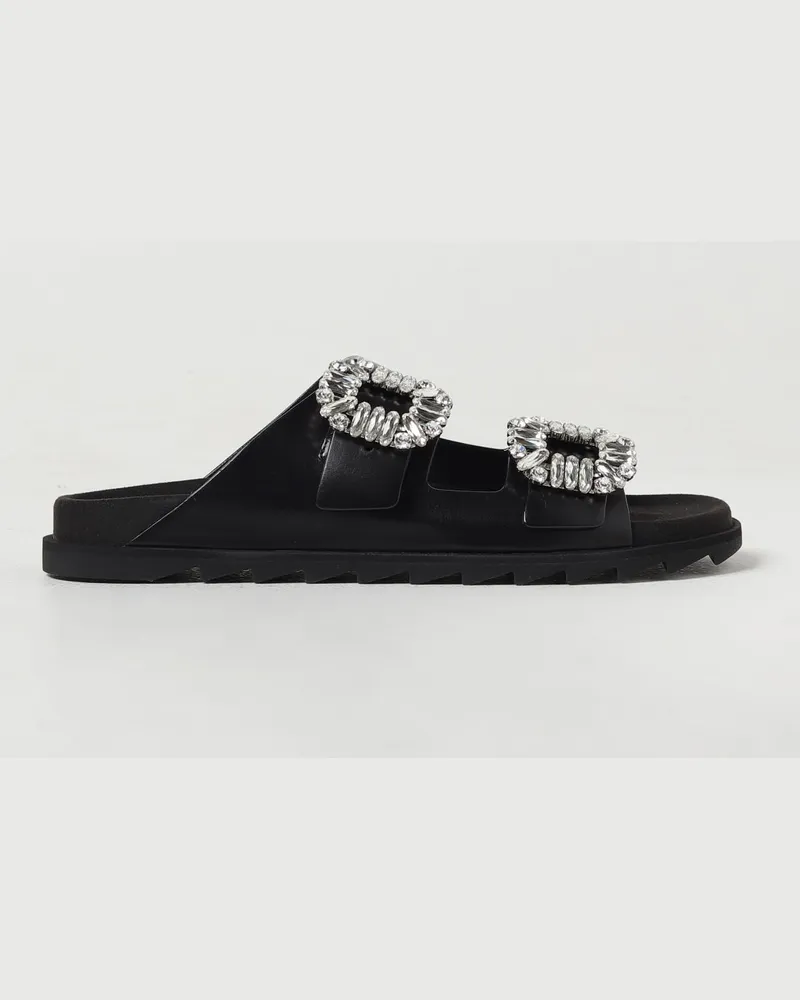 Roger Vivier Ledersandalen mit Juwelschnallen Schwarz