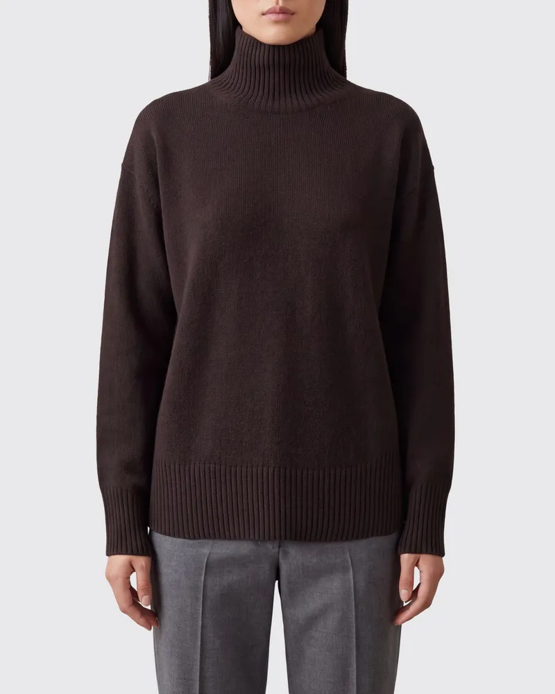 Roberto Collina Rollkragenpullover aus Merinowolle und Kaschmir mit Rippbündchen Braun
