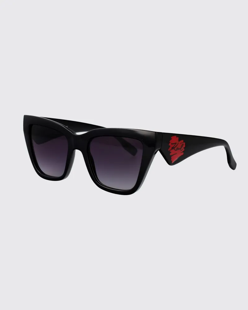 Karl Lagerfeld Oversize-Cat-Eye-Sonnenbrille aus Acetat mit Kontrastlogo Schwarz