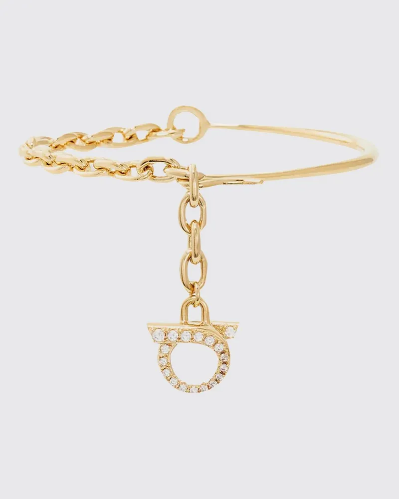 Ferragamo Armband aus Messing und Glas mit Logo-Detail Gold