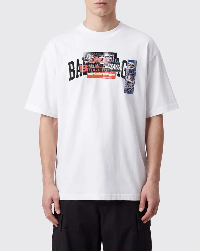 Balenciaga Relaxed Fit T-Shirt aus Baumwolle mit Grafikdruck Weiß