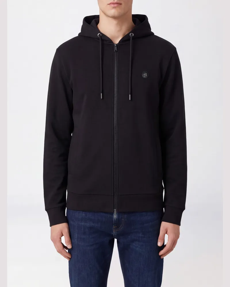 HUGO BOSS Baumwoll-Hoodie mit Zwei-Wege-Reißverschluss Schwarz