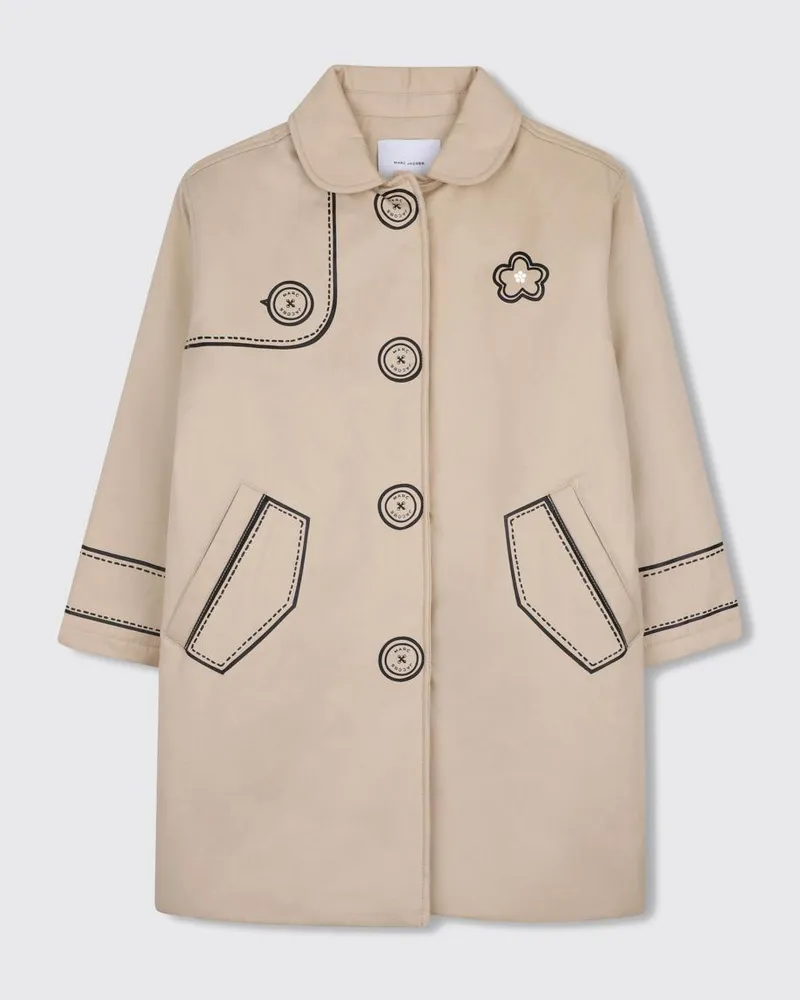 Marc Jacobs Trenchcoat für Jungen aus Baumwolle mit Grafikdruck und Rückenpatch Beige