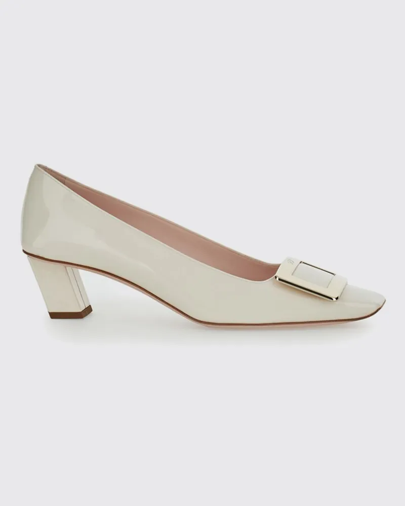 Roger Vivier Belle Vivier Pumps von aus Lackleder mit niedrigem Absatz Weiß