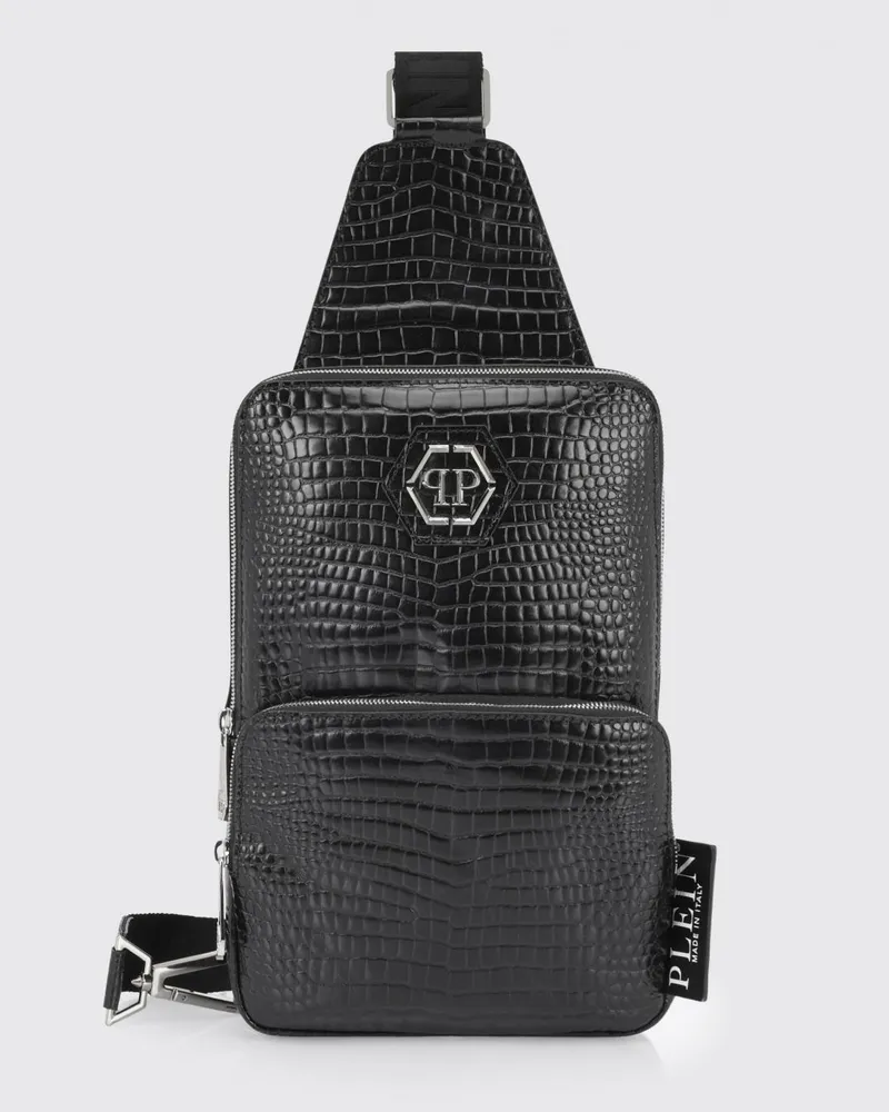 Philipp Plein Tasche aus Krokoprägeleder Schwarz
