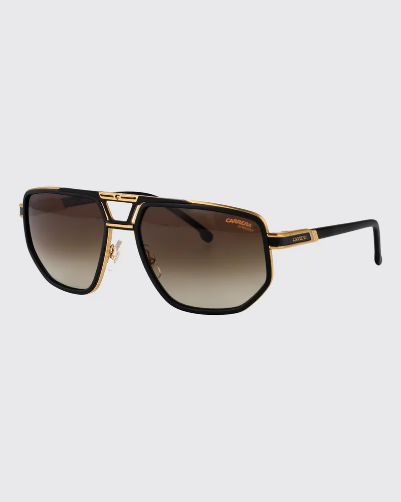 Carrera Rechteckige Aviator-Sonnenbrille aus Metall mit Doppelsteg Schwarz