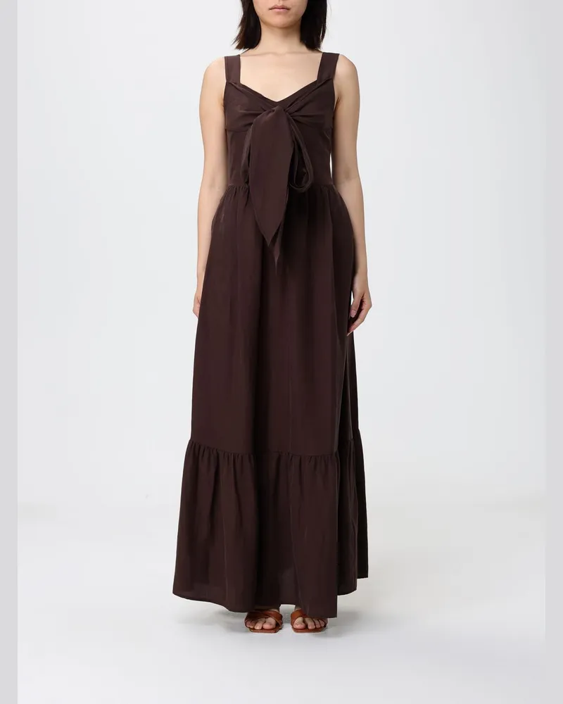 Liu Jo Langes Baumwollkleid mit freien Schultern und Taillen-Bindegürtel Weiß