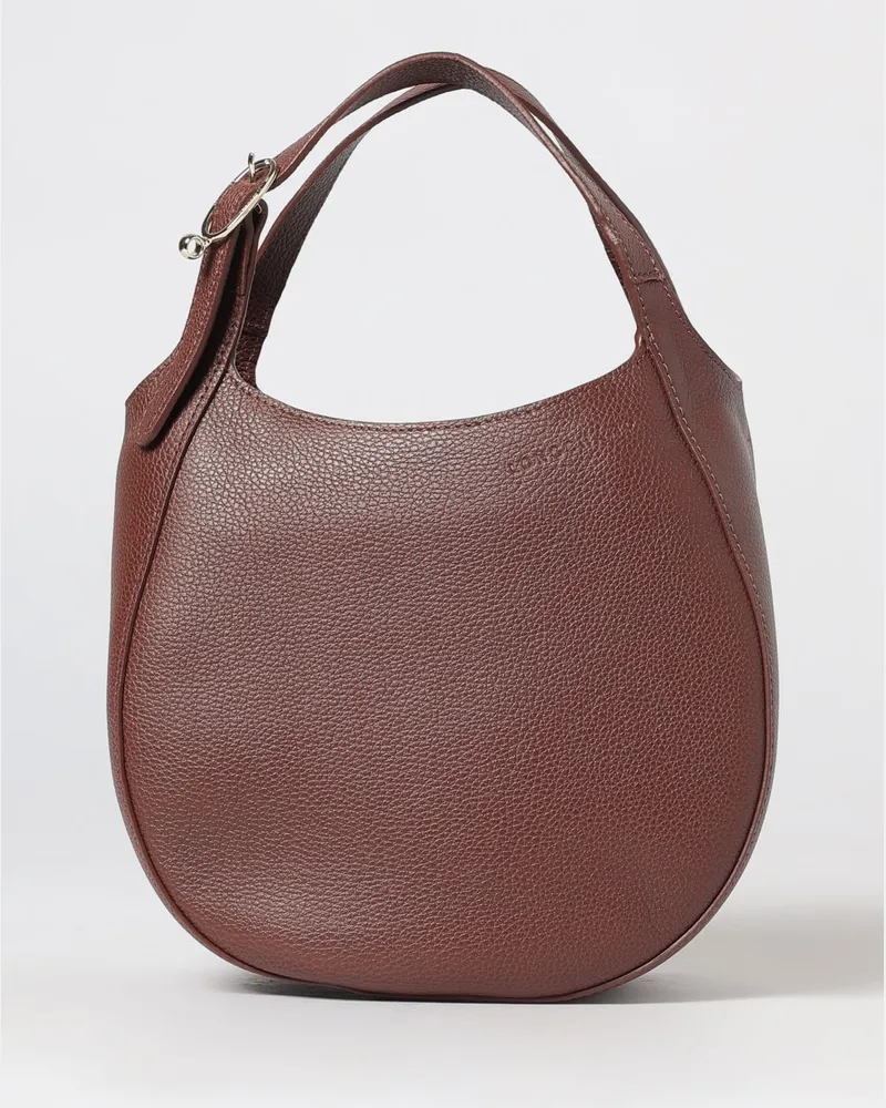 Longchamp Le Foulonné Toile Mini-Tote-Bag aus genarbtem Leder mit geprägtem Logo Braun