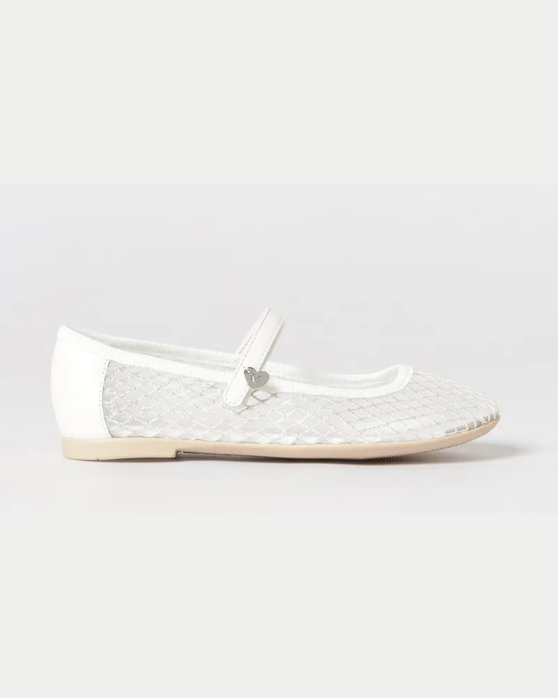 Monnalisa Mary Jane Ballerina aus Mesh-Nylon mit Glitzer Weiß