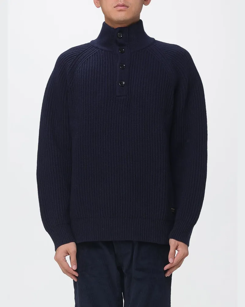 Filson langärmliger Woll-Rollkragenpullover mit Knopfverschluss und Rippbündchen Grün