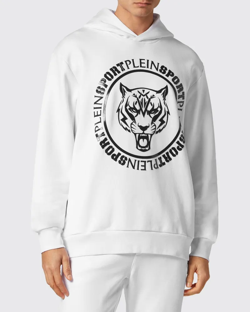 Philipp Plein Baumwoll-Hoodie mit Grafikprint und überschnittenen Schultern Weiß