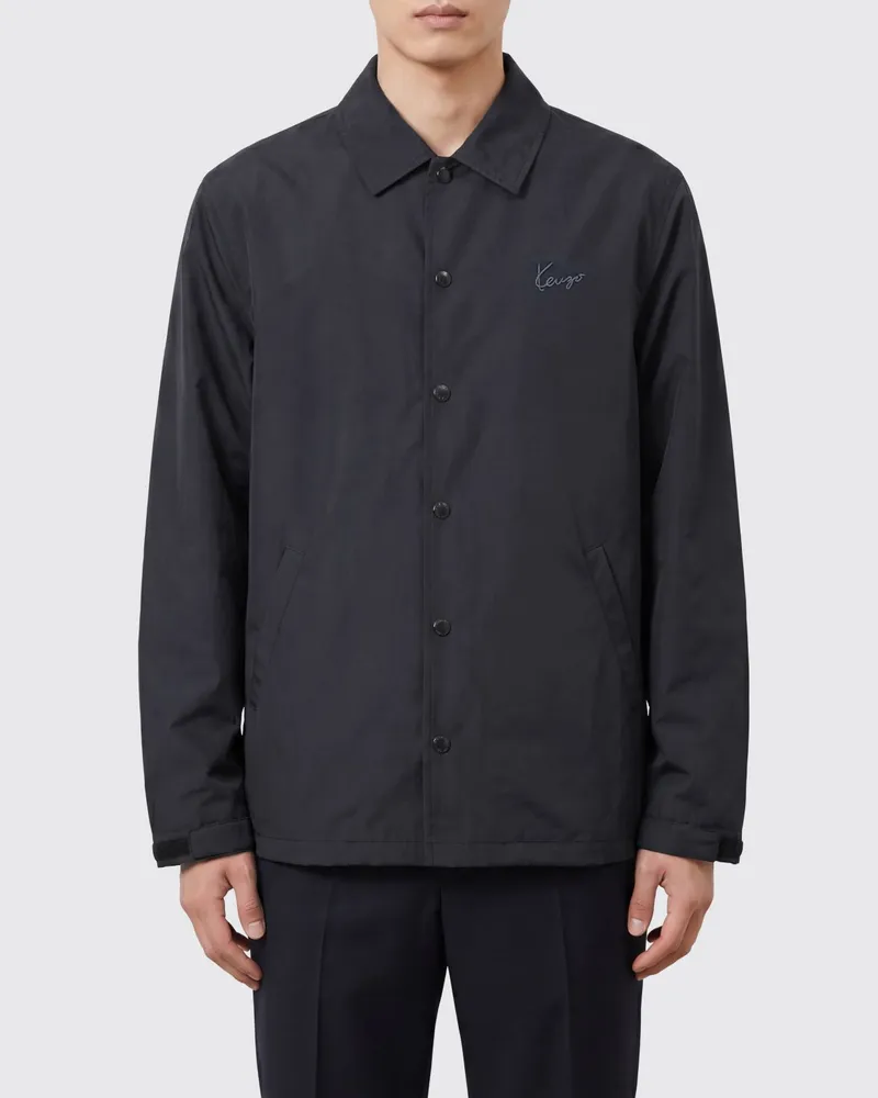 Kenzo Hemdjacke aus wasserdichtem technischem Gewebe mit Logo Schwarz
