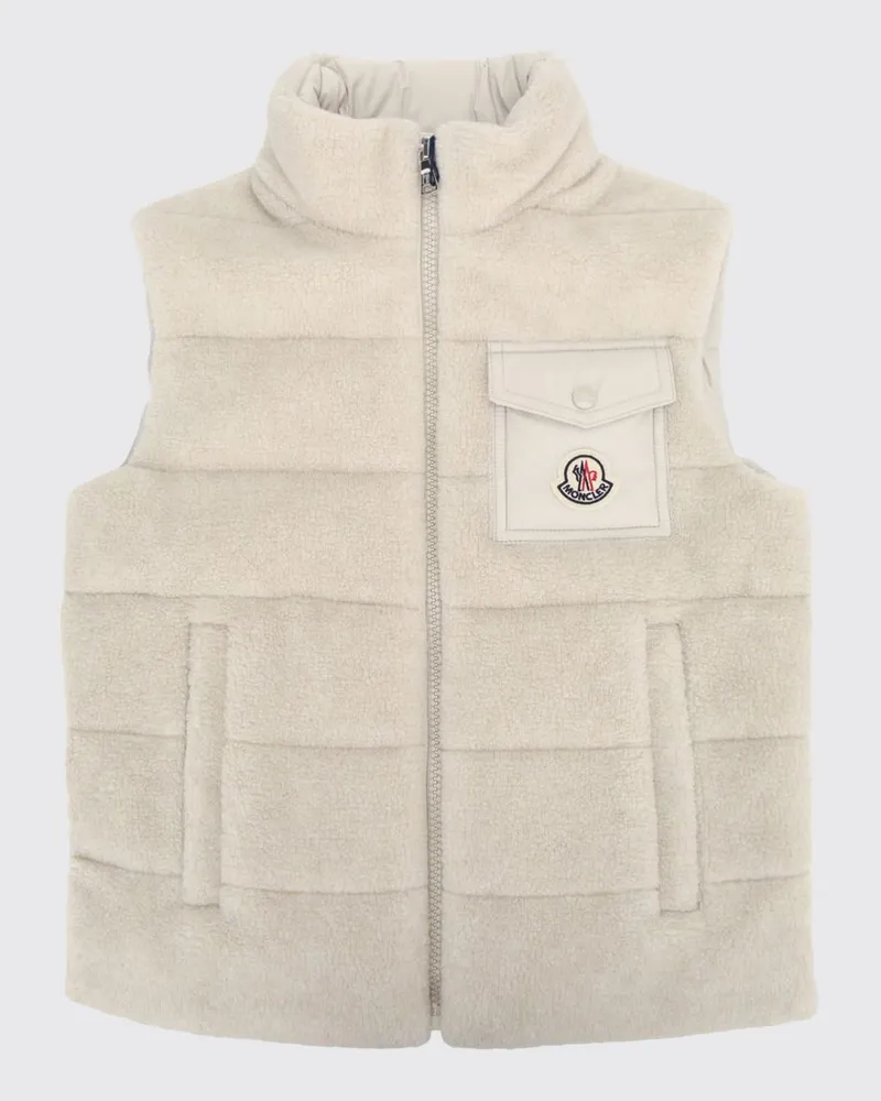 Moncler Fleeceweste für Jungen von mit hohem Kragen und aufgesetzten Taschen Braun