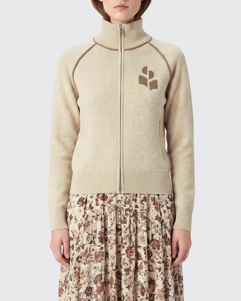 Étoile Isabel Marant Cardigan aus Baumwollmischung mit Reißverschluss und beflocktem Logo Grau