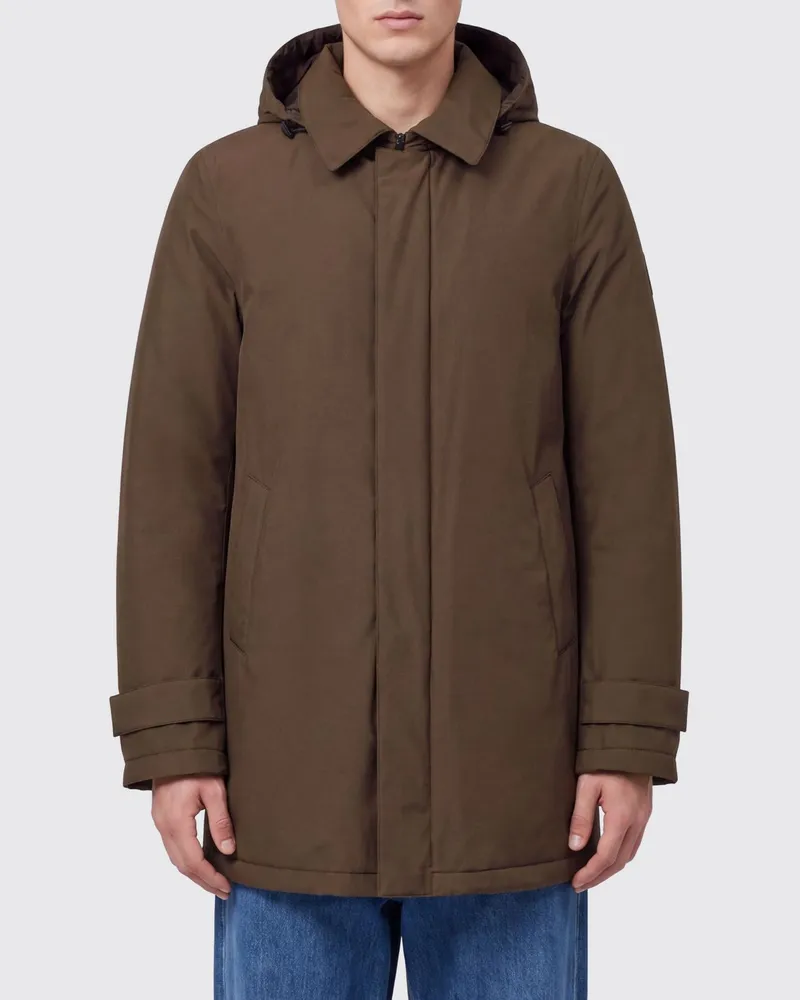 Herno Wasserabweisende Kapuzen-Windjacke aus Nylon mit Rückenschlitz Braun
