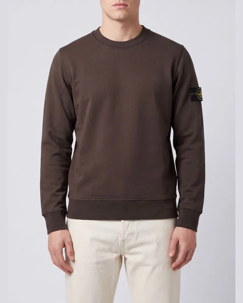 Stone Island Rundhals-Sweatshirt aus Baumwolle mit Compass-Logo-Patch Grau