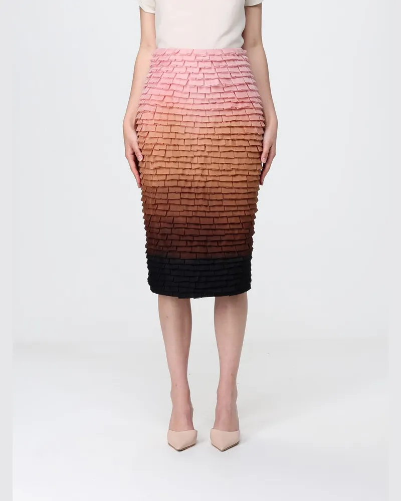 Elisabetta Franchi Bleistiftrock aus schattiertem Polyester Nude