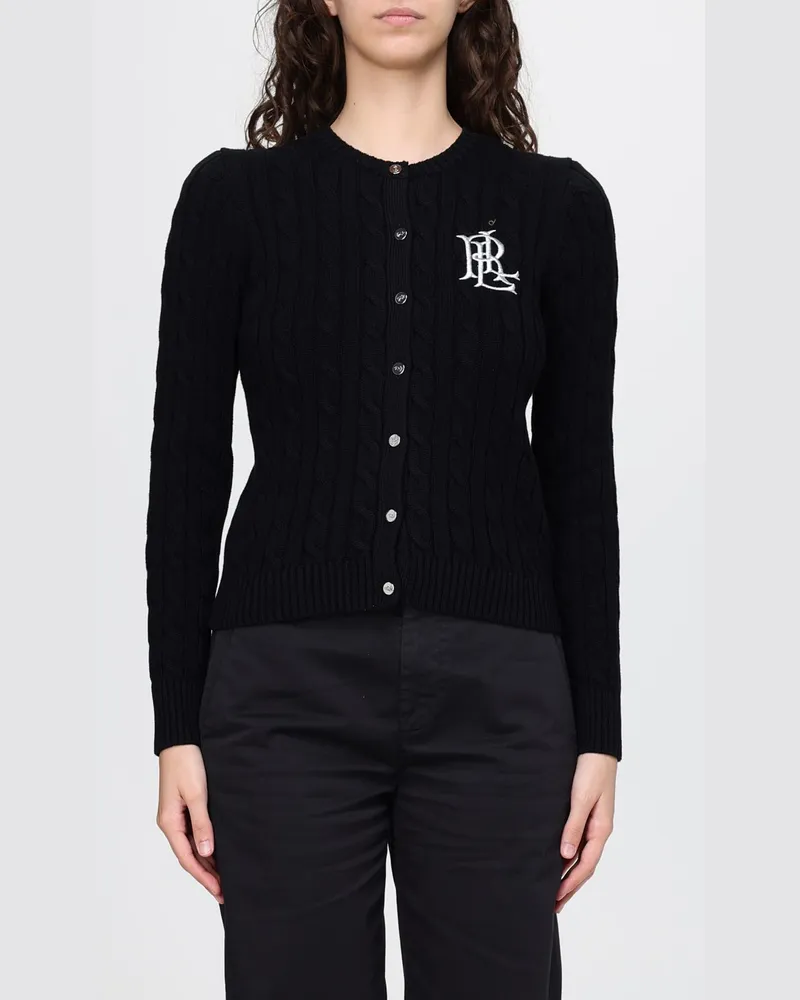 Ralph Lauren Rundhals-Cardigan aus Baumwolle mit Logo Schwarz
