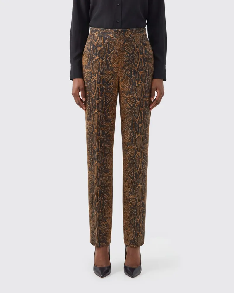 Twin-Set High-Waist-Skinny-Hose aus Viskose mit Python-Print Schwarz