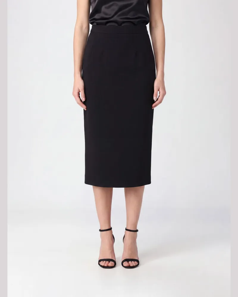 Dolce & Gabbana DOLCE  GABBANA Dolce & Gabbana hoch taillierter Crêpe-Midi-Bleistiftrock Schwarz