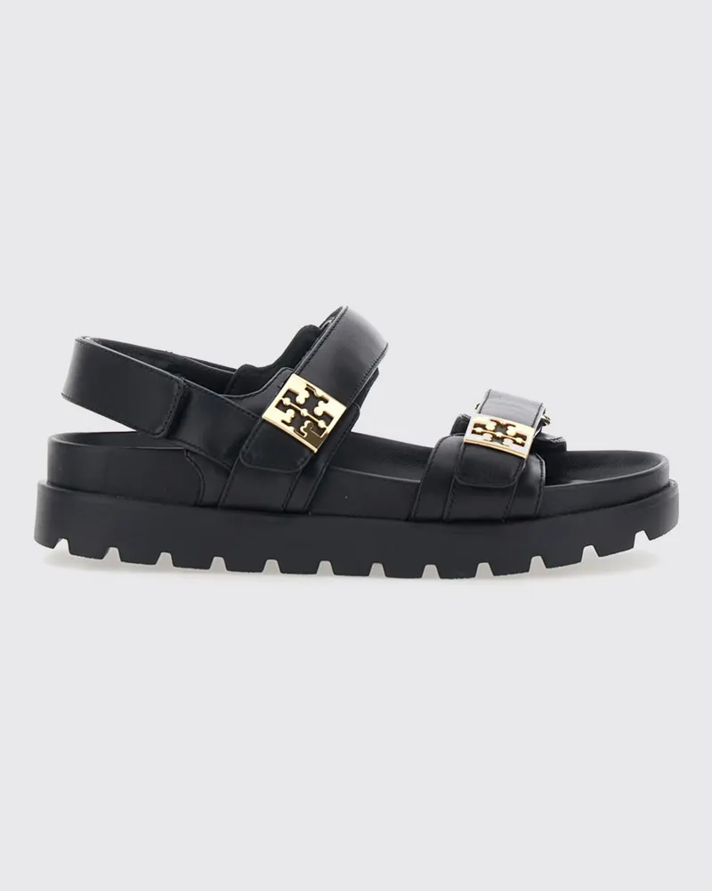 Tory Burch Mellow Slingback-Sandalen aus Leder mit Double T-Logo und niedrigem Absatz Schwarz