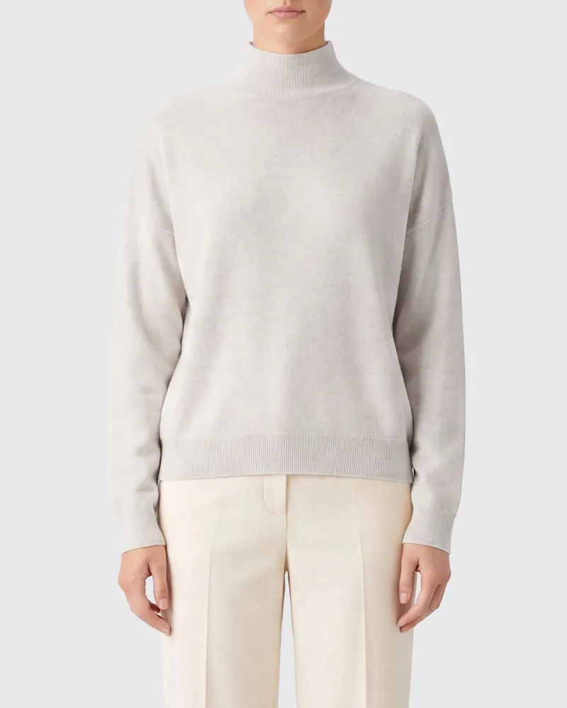 Brunello Cucinelli Rollkragenpullover aus 100% Kaschmir mit Rippbündchen Nude