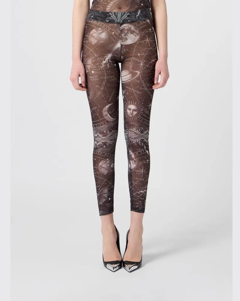 Philipp Plein High-Waist Skinny-Leggings aus Jersey mit Grafik-Print Schwarz