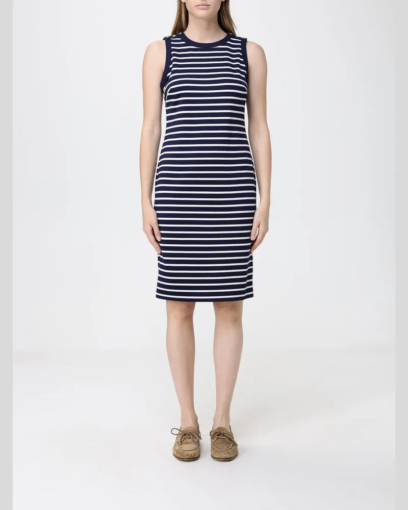 Ralph Lauren Gestreiftes Jersey-Minikleid Blau