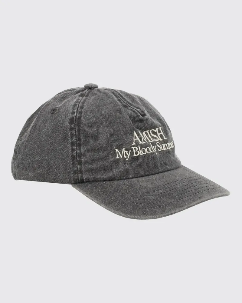 Amish Baseballkappe aus Baumwolldenim mit gesticktem Logo und Slogan Grau