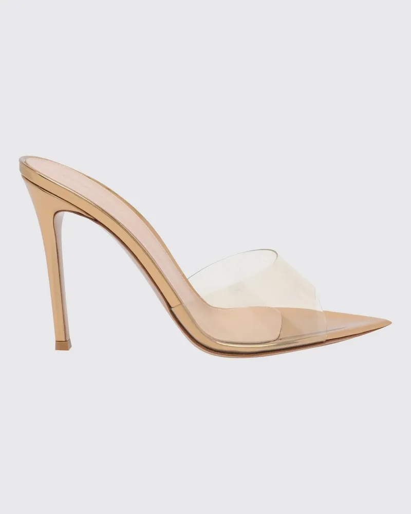 Gianvito Rossi Elle Mules-Sandalen aus PVC und Lackleder mit hohem Absatz Beige