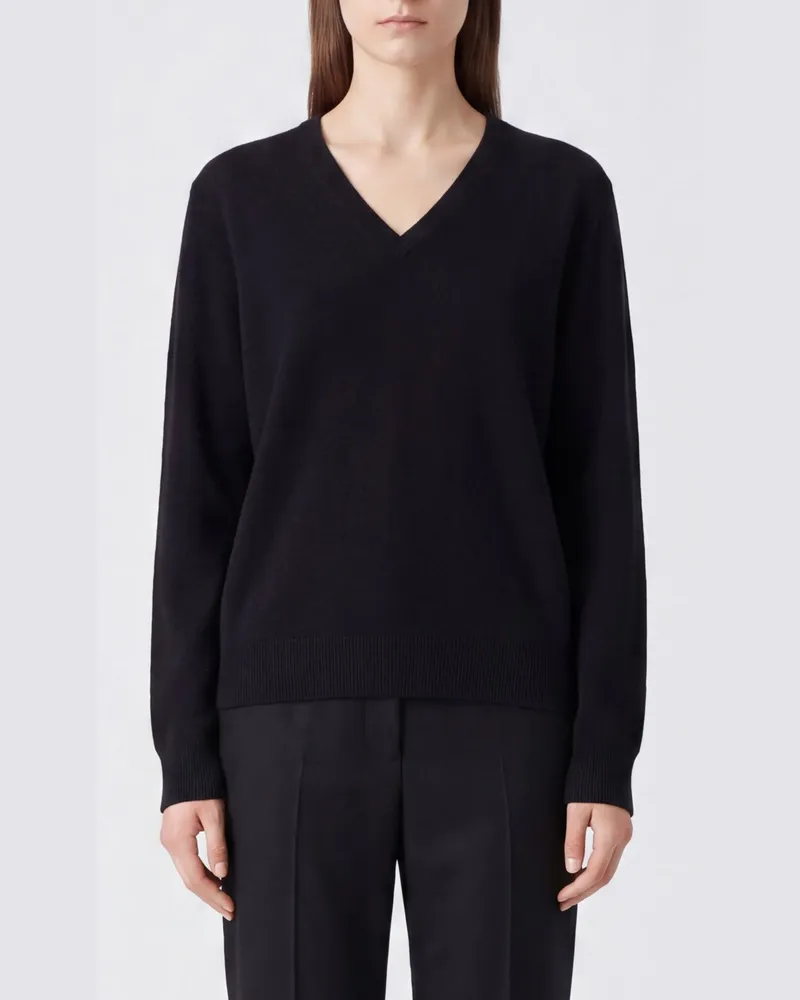 The Row Pullover aus reinem Kaschmir mit V-Ausschnitt und langen Ärmeln Schwarz