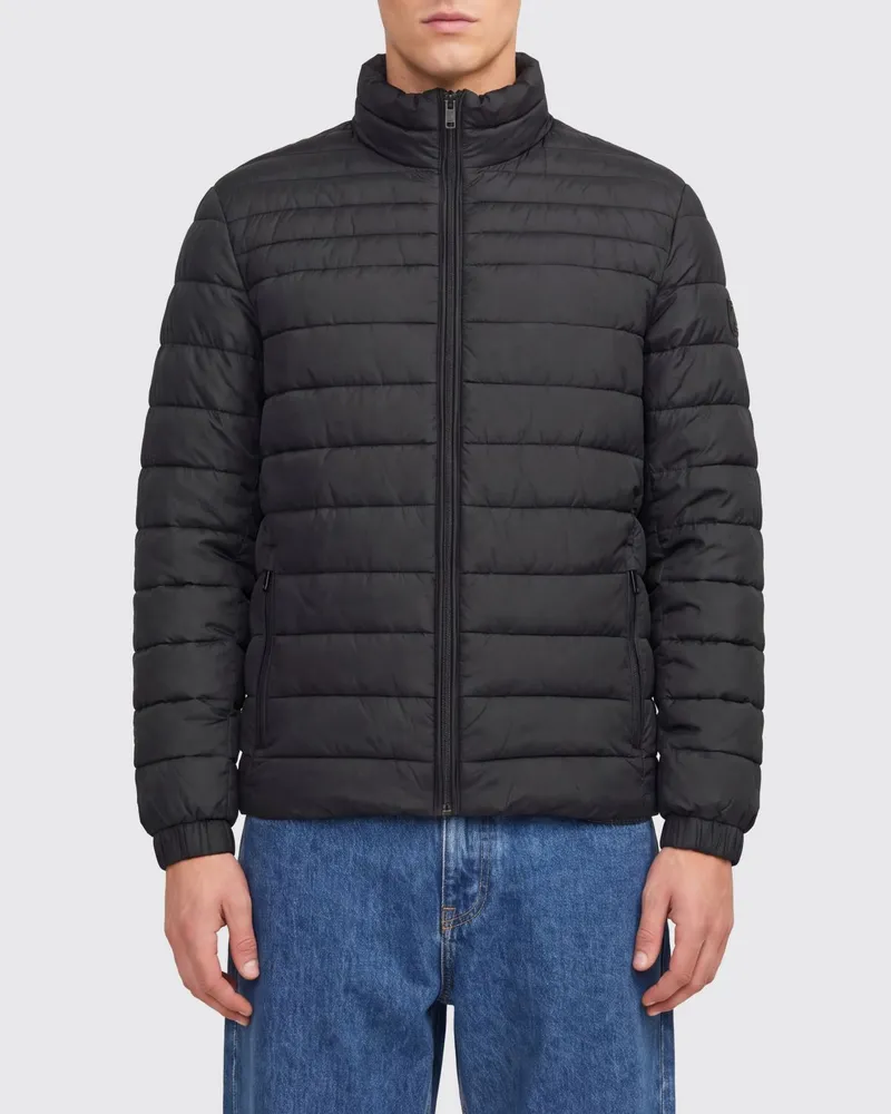 HUGO BOSS Gesteppte kurze Daunenjacke aus recyceltem Funktionsstoff mit Stehkragen von Schwarz