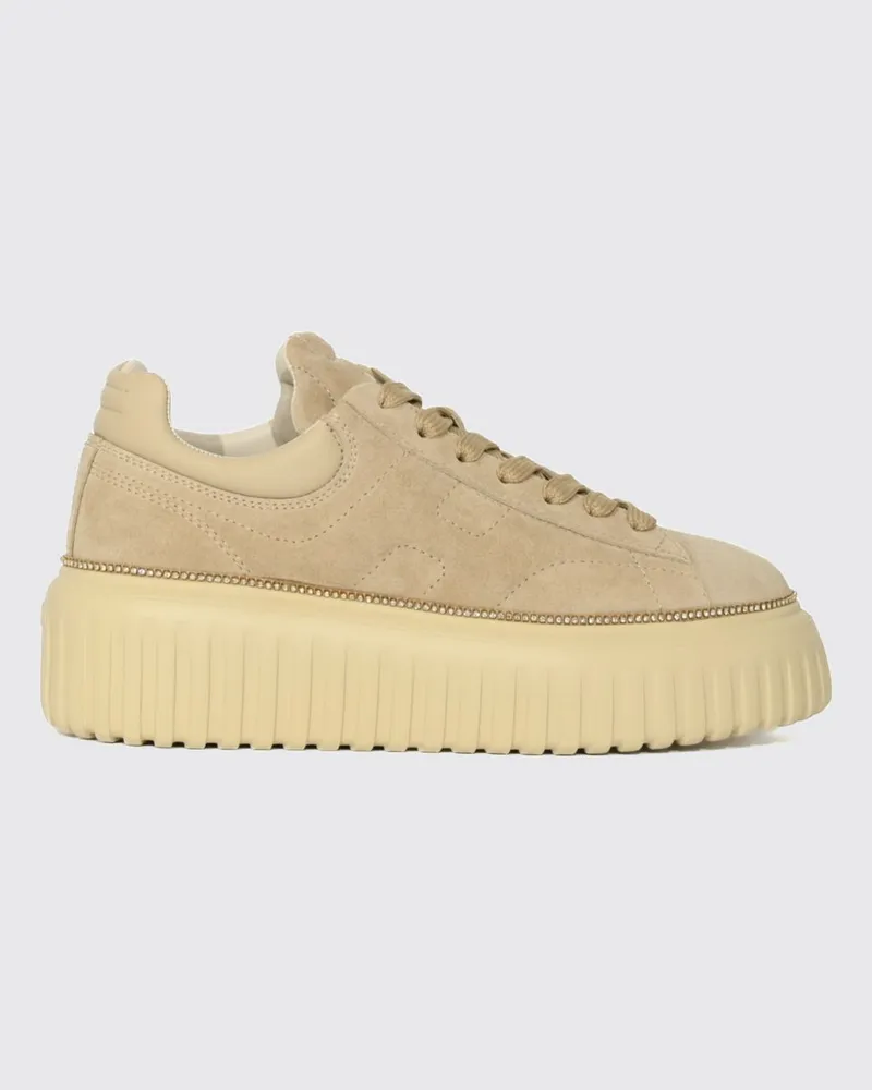 Hogan Plateau-Sneaker H721 aus Leder und Veloursleder mit geprägtem H-Logo Beige