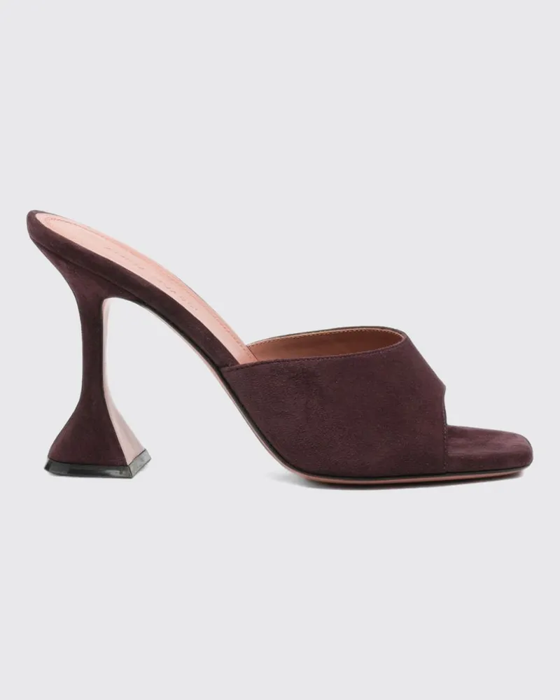 Amina Muaddi Lupita Wildleder-Mules mit hohem Absatz Burgunderrot