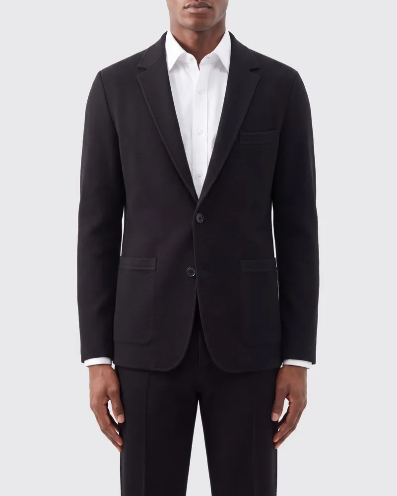 Tom Ford Zweireihiger Schurwoll-Blazer von mit aufgesetzten Taschen Schwarz