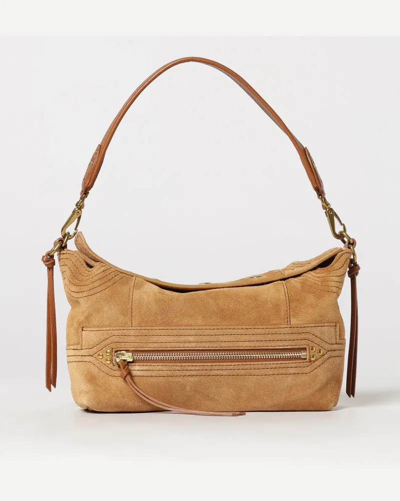 Jérôme Dreyfuss Lucky Mini-Schultertasche von aus Velours-Kalbsleder Camel