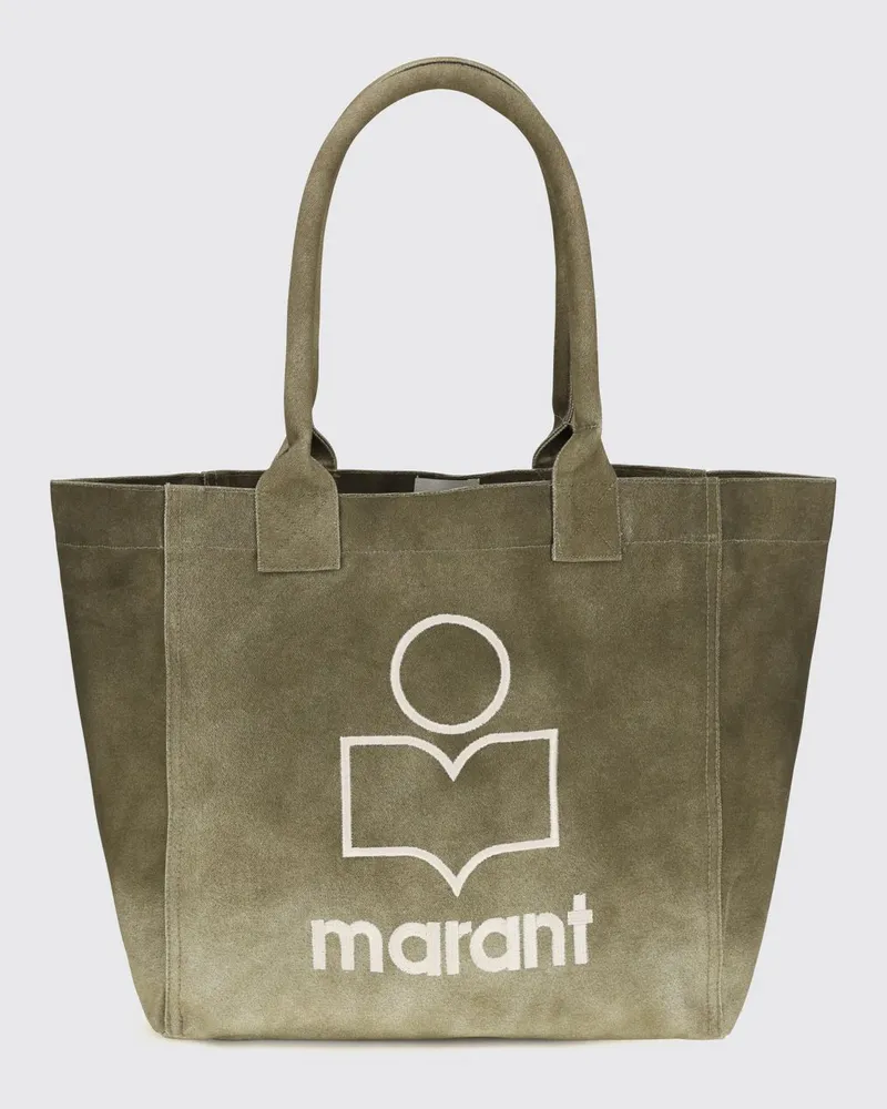 Isabel Marant Yenky Tote-Tasche aus Baumwolle mit kontrastierendem gesticktem Logo Kaki