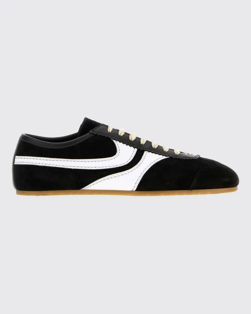 Dries van Noten Zweifarbige Low-Top-Sneaker aus Wildleder und Glattleder Schwarz