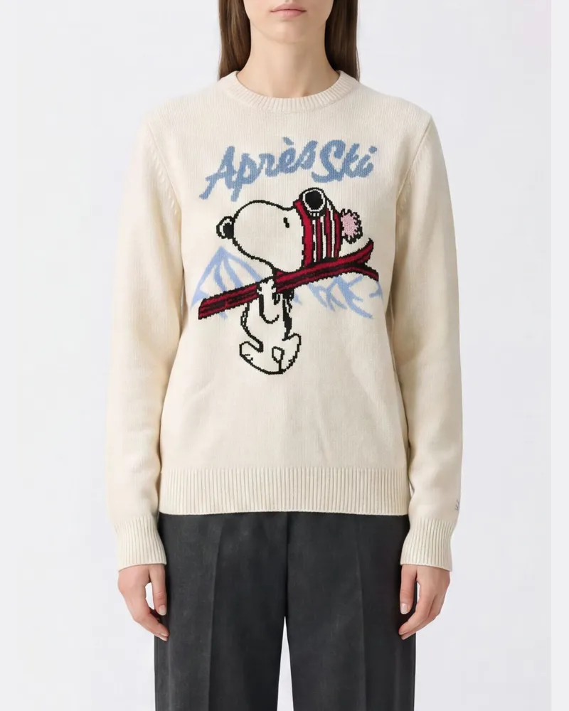 MC2 Saint Barth Pullover mit Rundhalsausschnitt aus Woll-Kaschmir-Mischung und Jacquard-Logo Cream