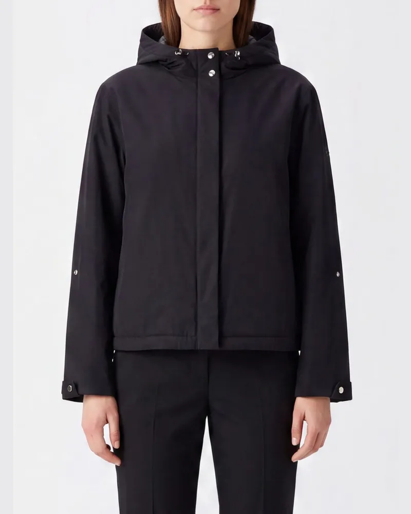 Herno Kurze Windjacke mit Kapuze aus technischem Gewebe Schwarz