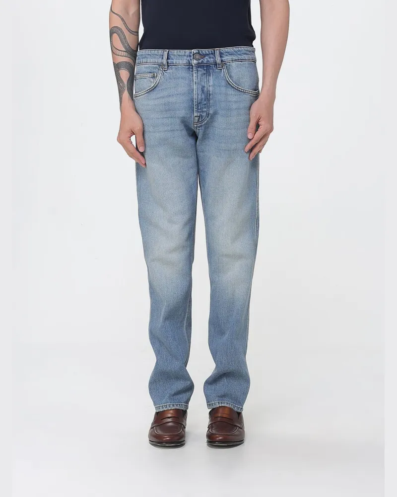 LARDINI Straight Jeans aus Stretch-Denim Hellblau