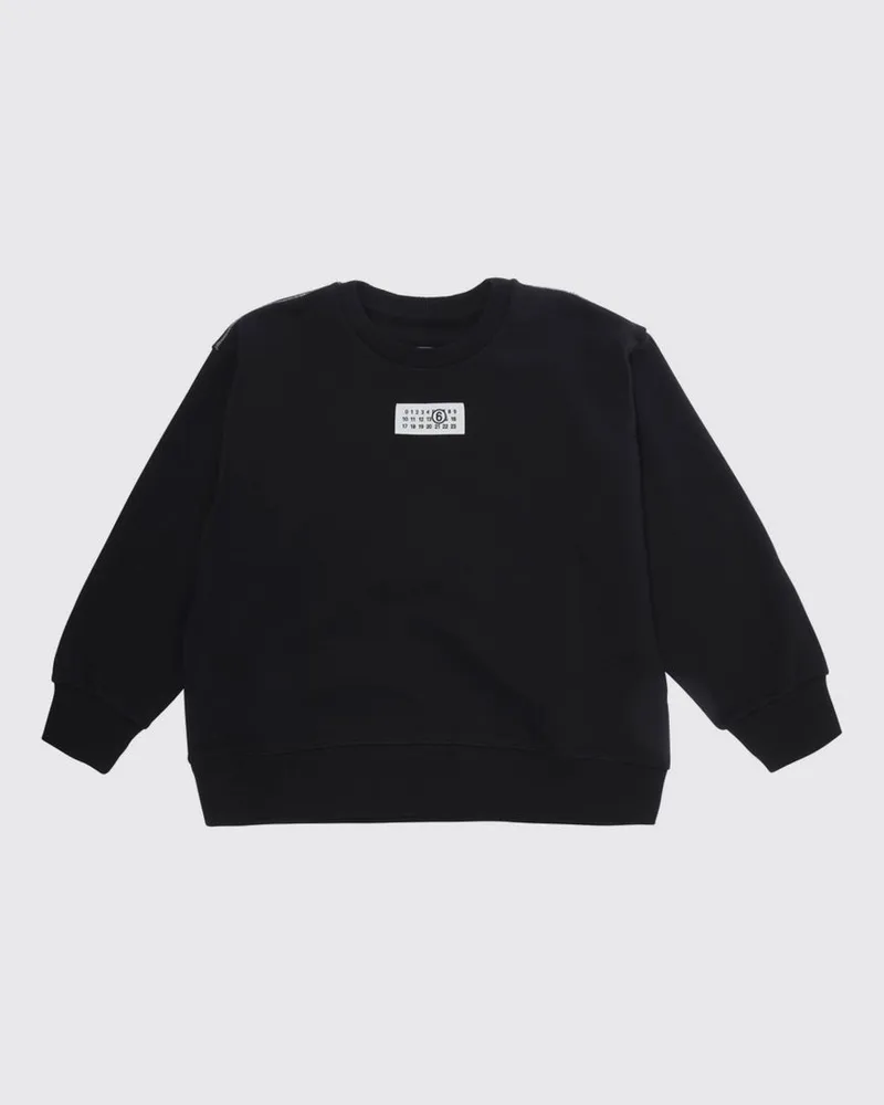Maison Margiela Jungen-Sweatshirt mit Rundhalsausschnitt und numerischem Logo von aus Baumwolle Schwarz