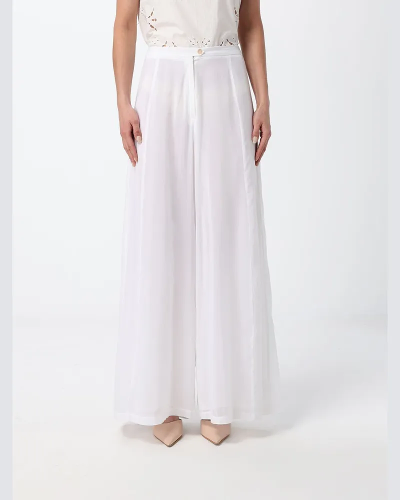 forte_forte Weite Leinenhose Weiß