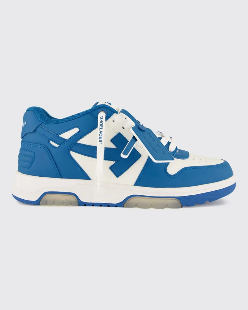 OFF-WHITE Out Of Office Leder-Sneaker mit perforierter Zehenpartie und niedrigem Knöchel Blau