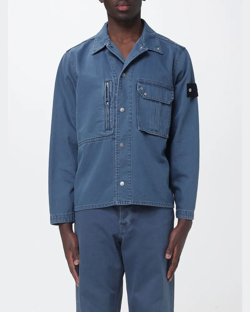 Stone Island Freizeit-Hemd aus Baumwolle Indigo