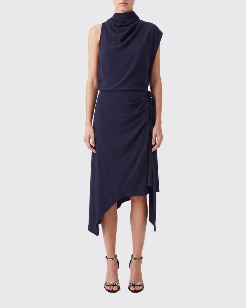 N° 21 One-Shoulder-Midikleid aus Viskose mit asymmetrischer Drapierung Schwarz