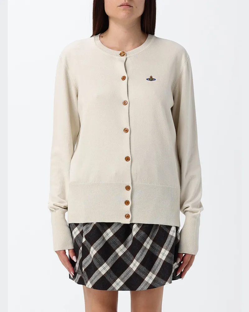 Vivienne Westwood Slim Fit Cardigan aus Baumwolle und Kaschmir mit Orb-Logo Weiß