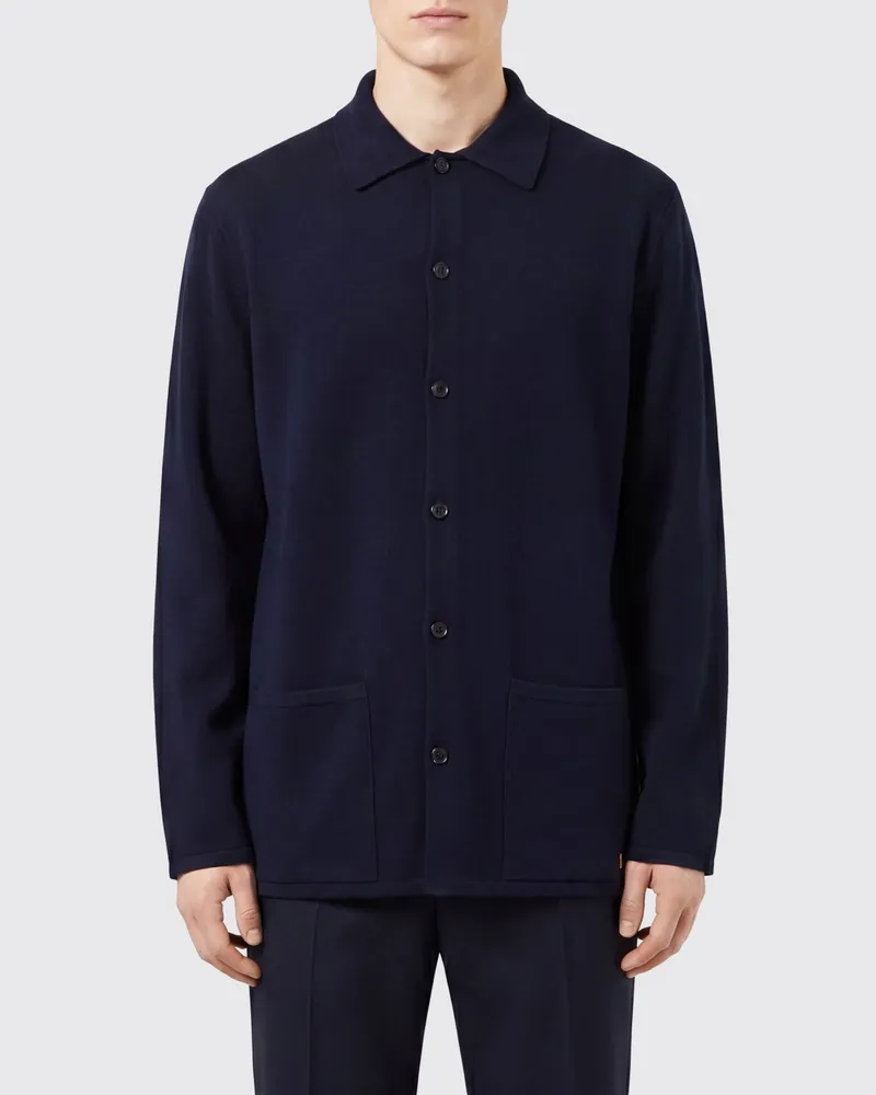 Valentino Garavani Cardigan aus Merinowolle mit aufgesetzter Tasche Navy